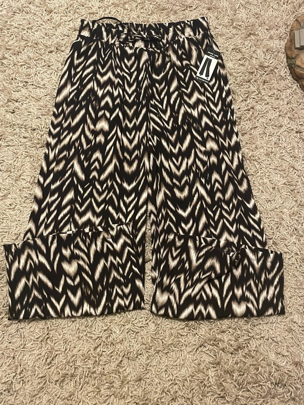 new directions Black and Cream Abstract Wide-Leg Palazzo Pants